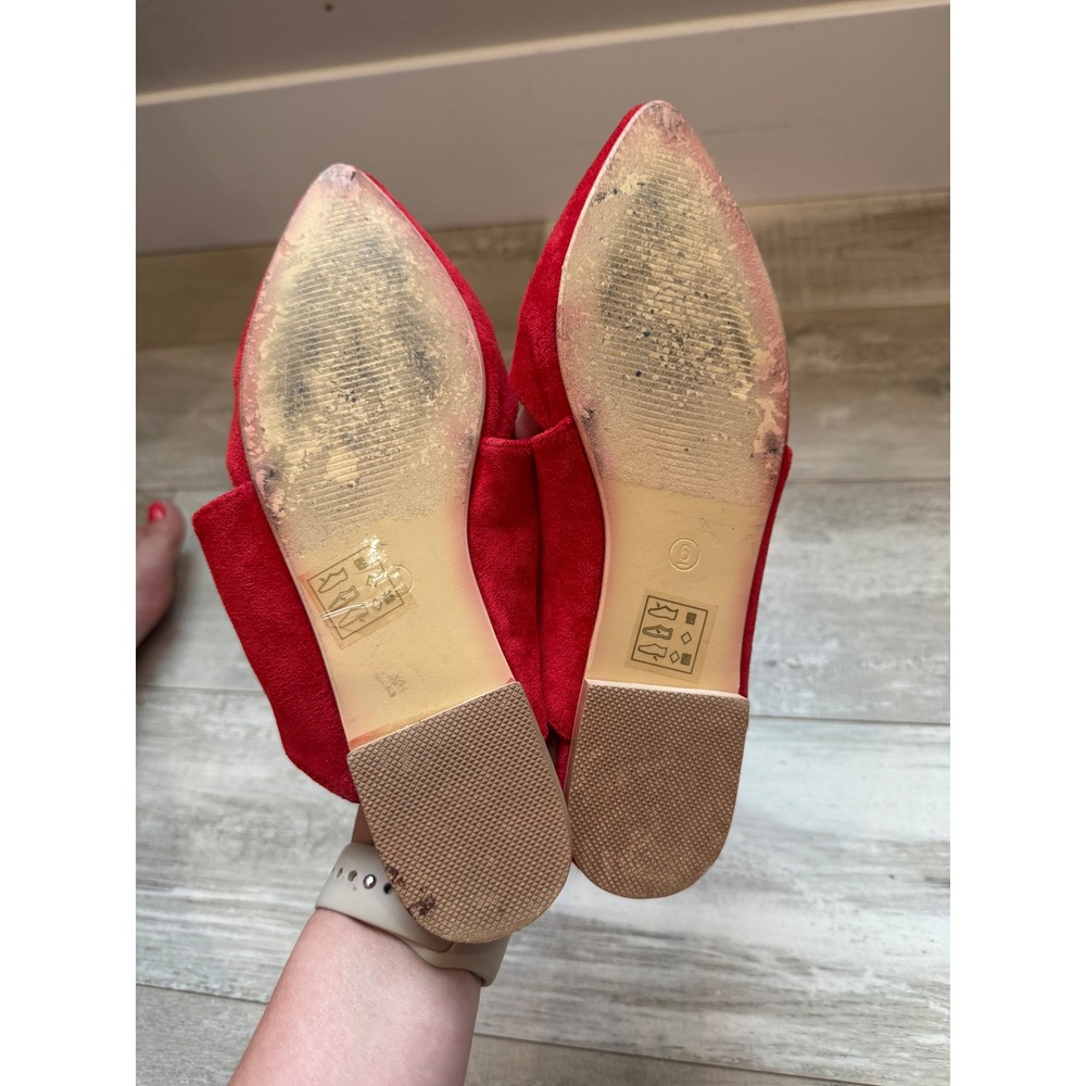 Beast Fashion Maisy Bow Mule Coquette Balletcore Women's 6 Red Pointed Toe Flat - Picture 10 of 10